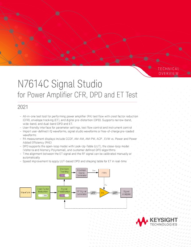 N7614C Signal Studio for Power Amplifier, CFR, DPD and ET Test PDF